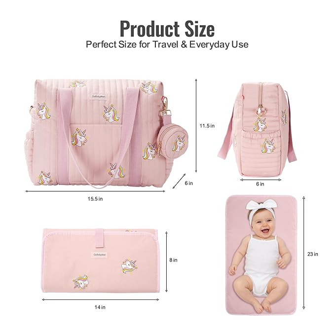 GOBABYMART 3pc Diaper Bag Tote Set, Hospital Bag for Labor & Delivery, Maternity Travel Bag with Changing Pad & Pacifier Case