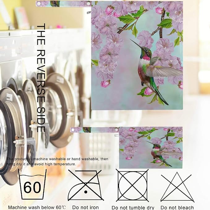 visesunny Bird Hummingbird Cherry Blossoms Spring 2Pcs Wet Bag Washable Reusable Roomy for Travel,Beach,Pool,Daycare,Stroller,Diapers,Dirty Gym Clothes, Wet Swimsuits, Toiletries