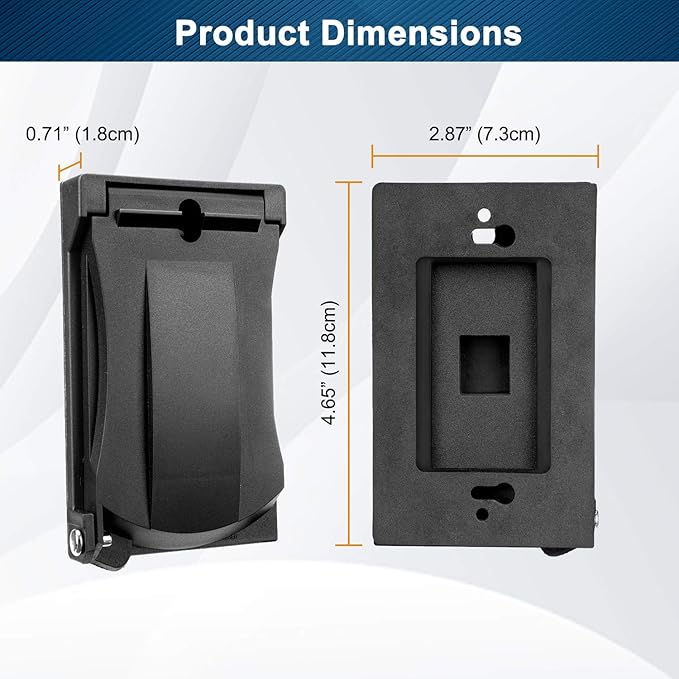 [3 Pack] BESTTEN Outdoor Outlet Cover for GFCI and Decor Receptacle, Weather Proof, Vertical/Horizontal Auto-Closing Lid, UL Listed, Black, H4.65” x W2.87” x D0.71”