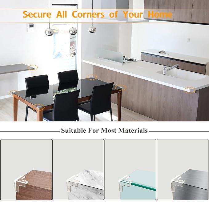 12 Pack Corner Protector, Clear Corner Guards Table Edge Protectors, Baby Safety Corner Bumpers Covers, Furniture & Sharp Corner Baby Proofing, T Shaped