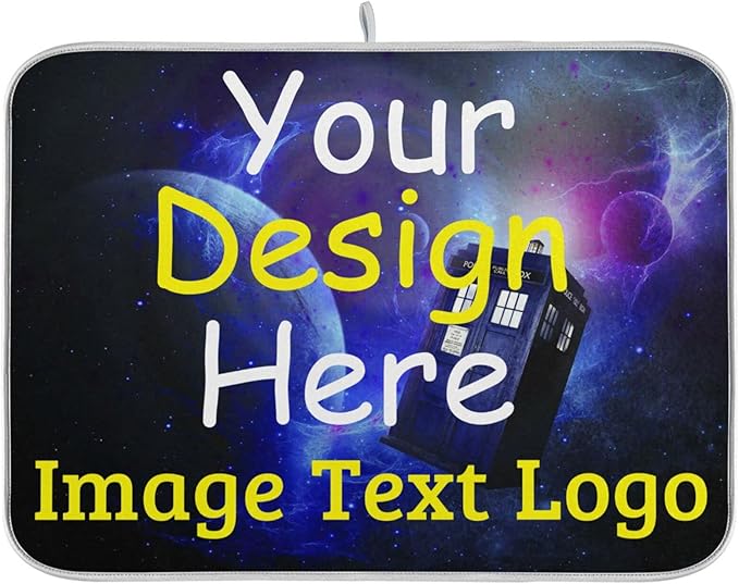 Starry Personalized Dish Drying Mat for Kitchen Counter, Custom Drying Pad with Image Logo Text, Drainer Mats for Countertop for Travel Festivals Family Memories, Large 18" x 24"