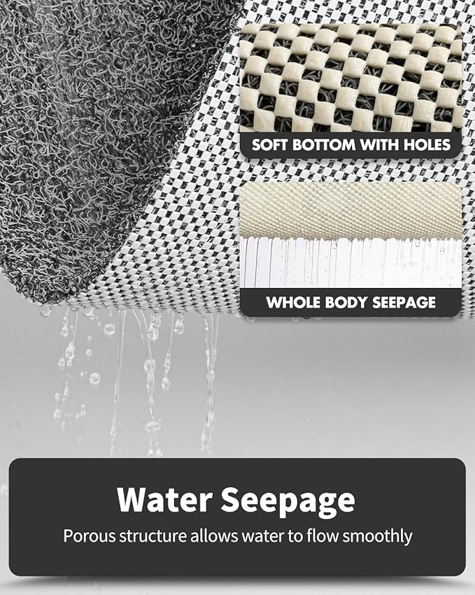 Non-Slip Bathtub Mat, 20x32 Inch, Shower Mats for Bath Tub, PVC Loofah Bathroom Mats for Wet Areas, Quick Drying