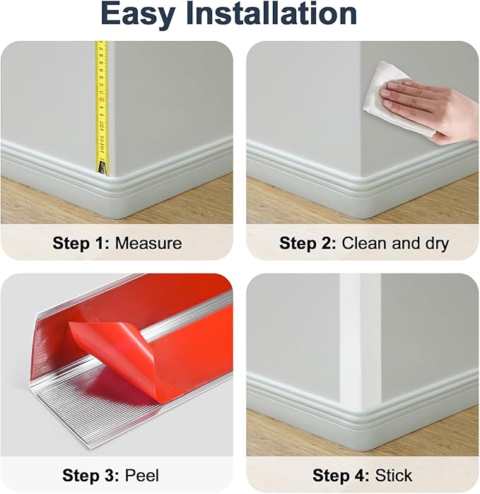10PCS 48" Metal Corner Protectors, Aluminum Self Adhesive Corner Guards, Metal Wall Edge Protector Strip, Furniture Corner Protectors, Wall Cabinet Baseboard Decoration 48" x 1" (Silver)