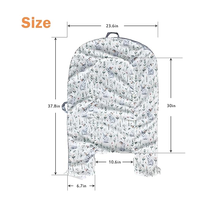 HOUSEYUAN Baby Lounger Replaceable Cover Baby Nest Backup Cover 100% Cotton Breathable Machine Washable (Rabbit)