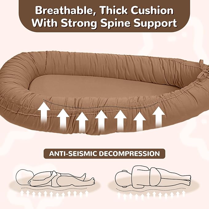 EAQ Baby Lounger, Infant Lounger for Newborn,Portable Baby Nest Cover Breathable & Soft, Newborn Essentials