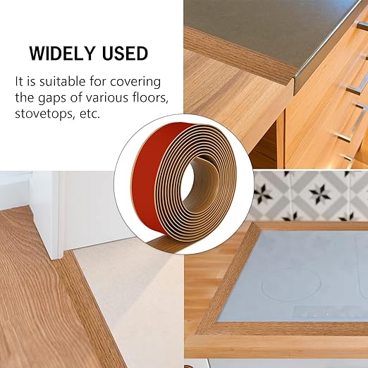 3.3Ft Floor Transition Strip Self Adhesive Vinyl Cover Floor Strip Flat Divider Transition Strip Wood Grain Design for Laminate Floor Gaps and Doorway Transitions (3.3Ft x 2 Inch, Light Brown)