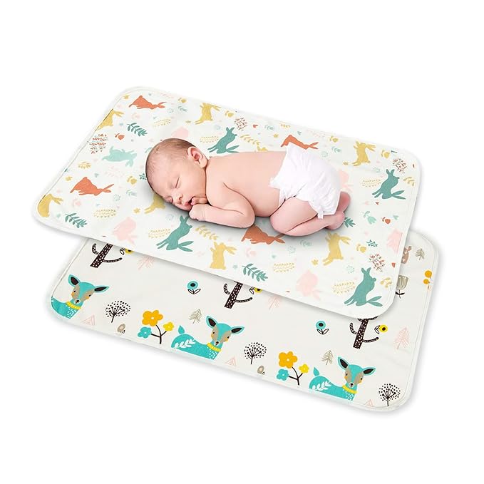 Catteyonce Baby Portable Diaper Changing Pad,Waterproof Changing Mat,Soft Comfortable,Foldable Travel Pad,Toddler Essentials Must Haves,Newborn Shower Gifts(2 Pcs 20“x27”)