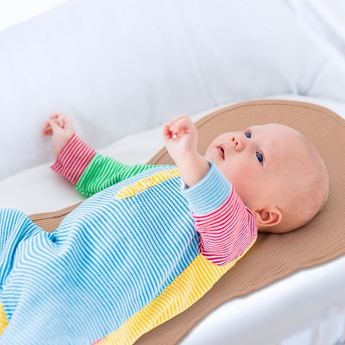 Hahafelt 3 Pcs Changing Pad Liners Fits in Peanut Shape Changing Pad Waterproof Diaper Mats Organic Cotton Peanut Mats are Warm on a Baby's Back, Washable Reusable(Checker Style,Brown)