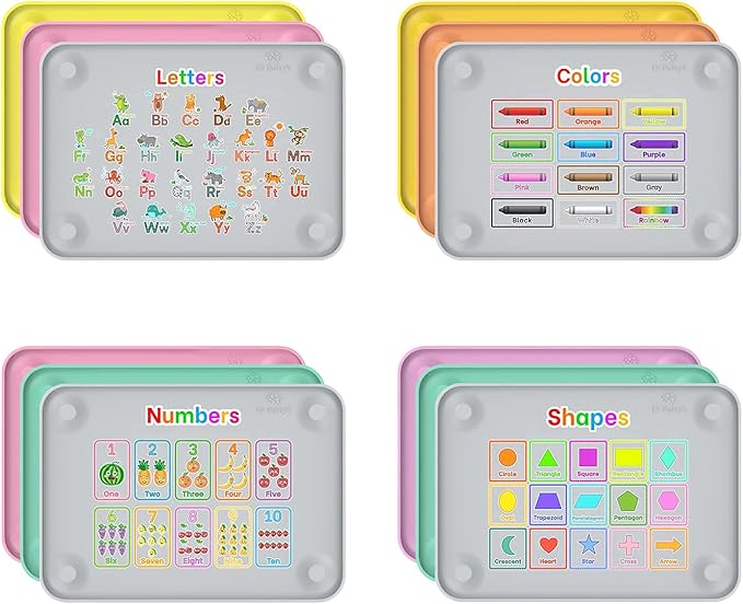 Dr. Betty’s - Educational Learning Silicone Placemat/Play Mat with Super Suction and Raised Edges for Babies + Toddlers + Kids | Non-Slip, Dishwasher Safe, Food Grade (Numbers, Pink)