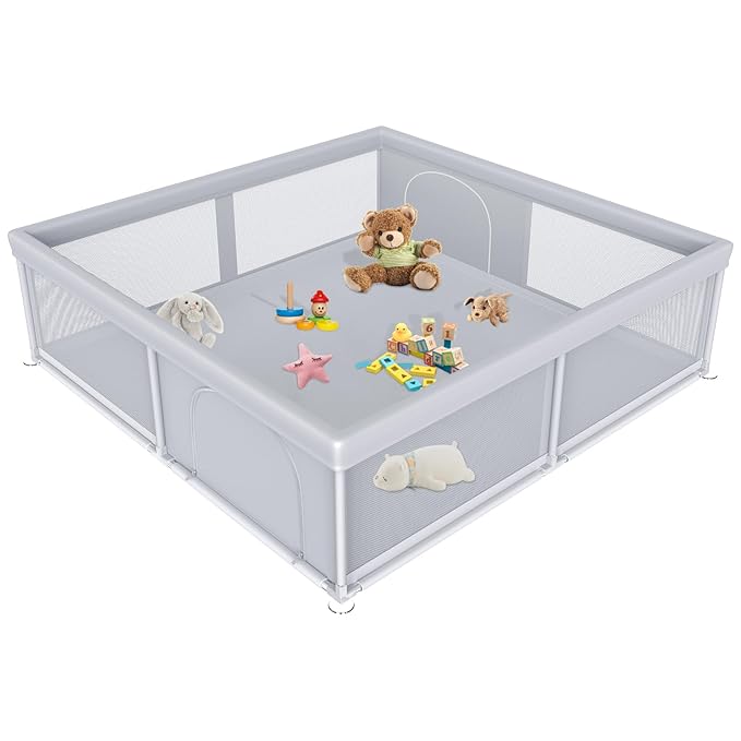 Extra Large Baby Playpen 79×79 Inch, Playpen with 2 Zipper Door for Babies and Toddlers, Play Pen Pin Indoor Outdoor Baby Play Fence