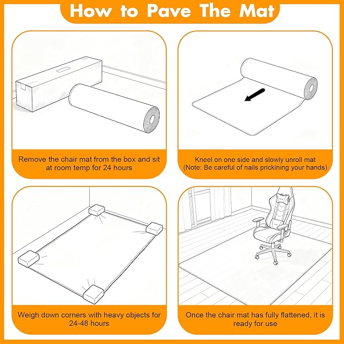Office Chair Mat for Carpet - 48x60 Inch Plastic Computer Desk Floor Protectors for Chairs Clear Under Desk Rug Pad for Rolling Gaming Chair