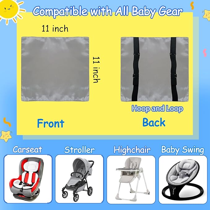 2 Pack Satin Car Seat Headrest Cover for Babies, Soft Silk Feeling Hair Protector for Infant Car Seats & Strollers,Reduce Frizz & Bald Spots (Gray & Pink)