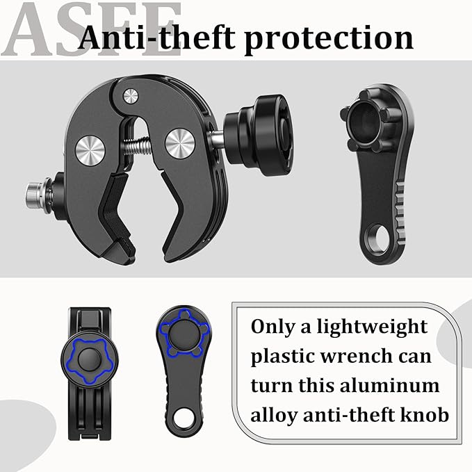 LOKTENWO Anti-Theft Motorcycle Cup Holder, Extra Large Adjustable Size Bike Water Bottle Holder for 1.95-3.6" Diameter Bottles, Bicycle Drink Cage for Handlebar & Frame Fit Scooter, Stroller, ATV