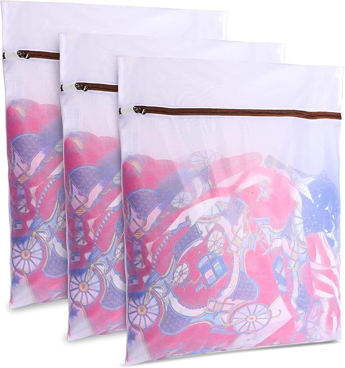 GOGOODA 3 Pack Medium Mesh Wash Bags 12 x 16 inches Travel Laundry Bag for Lingerie, Hosiery, Shirt, Blouse