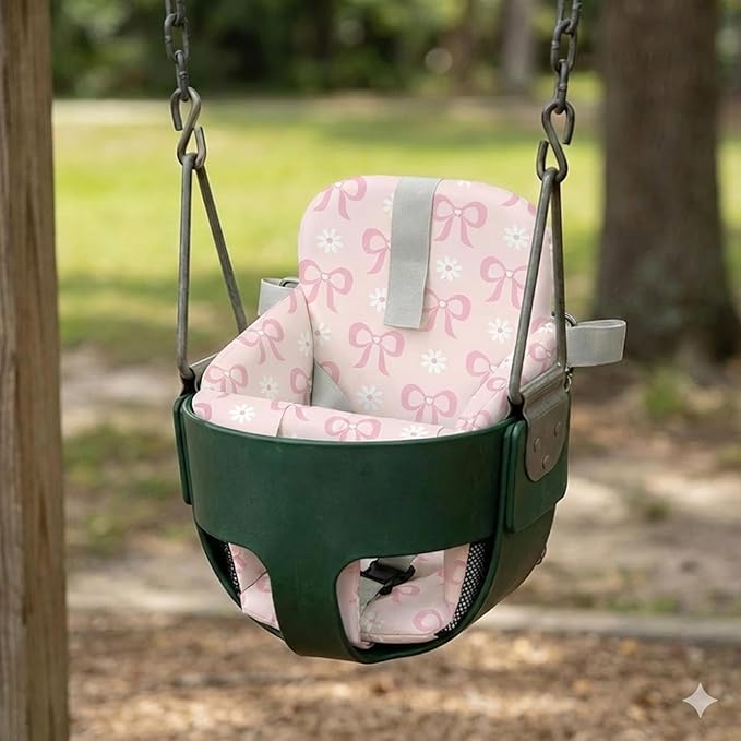 Padded Shopping Cart Cover for Baby Boy & Girl, High Chair Cover for Restaurant Seat, Machine Washable Infant Toddler Buggy Seat Cover (Pink Bow)