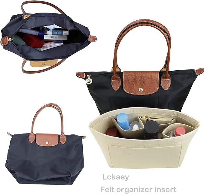 Lckaey Purse Organizer Insert for Le Pliage Handbag tote bag Insert Organizer1012khaki-L