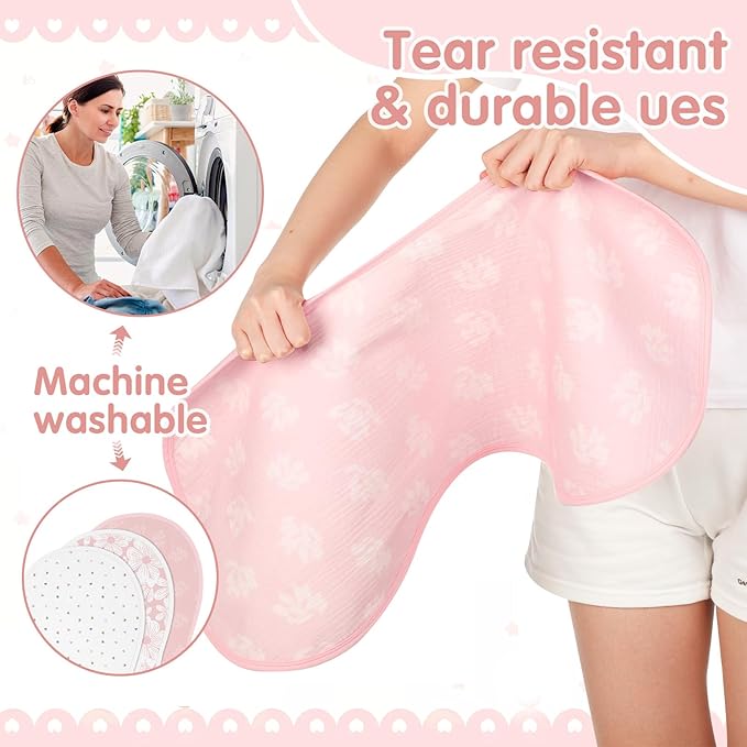 Hahafelt 3 Pcs Changing Pad Liners Fits in Peanut Shape Changing Pad Waterproof Diaper Mats Organic Cotton Peanut Mats are Warm on Baby's Back, Washable Reusable(Cute Style,Pink)