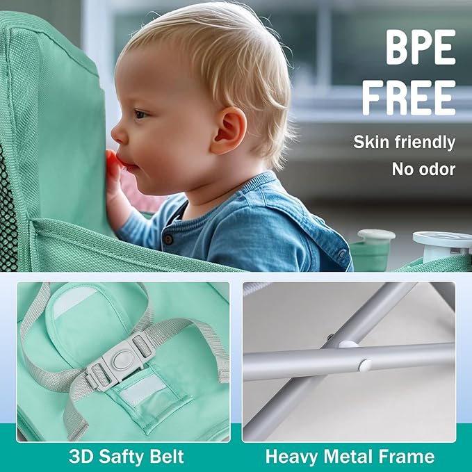 Tiny Marvels Portable Booster Seat, Foldable Baby High Chair with Removable Tray, Safety Harness & Carry Bag – for Toddlers Ages 6M-3Y, Ideal for Dining, Travel, Camping & Family Time