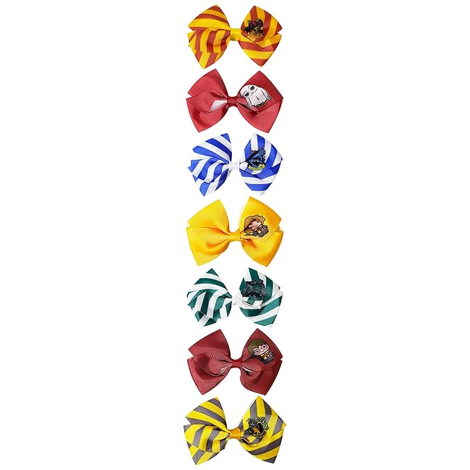 Harry Potter Hair Bows - Hair Accessories Gift Set - 7 Pcs 4 Inch Bundle - Hair Bows for Girls - Different character on each clip - Alligator Clip - Ages 3 +