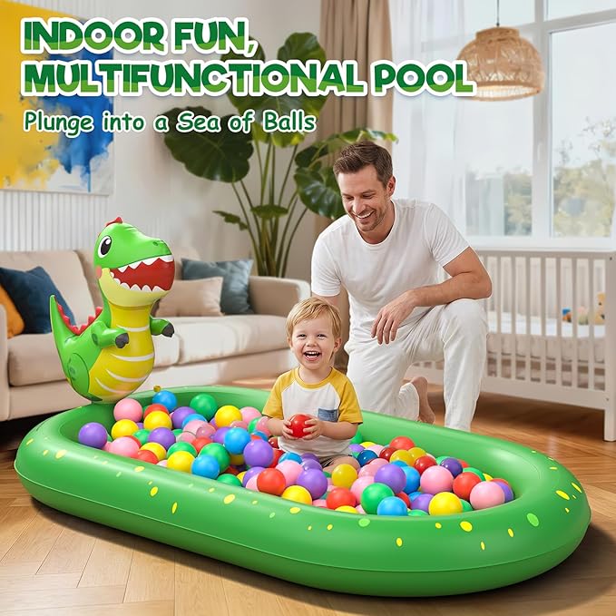 Splash Pad for Toddlers, 3-in-1 Dinosaur Inflatable Kiddie Pool Sprinkler for Kids, Baby Splash Pads Outdoor Play Mat, Backyard Summer Water Toys Birthday Gift for 1+ Year Old Girls Boys