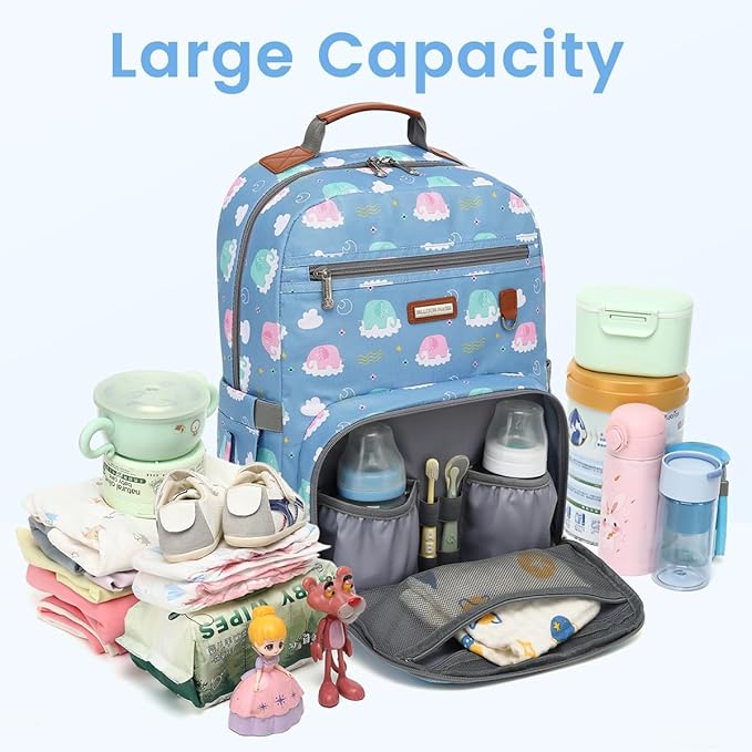 BILLITON MASHI Diaper Bag Backpack, Large Baby Nappy Bags with Portable Changing Pad for Boys and GirlsMultifunction Travel Baby Bag for Moms Dads, Shower Gifts Waterproof and Stylish