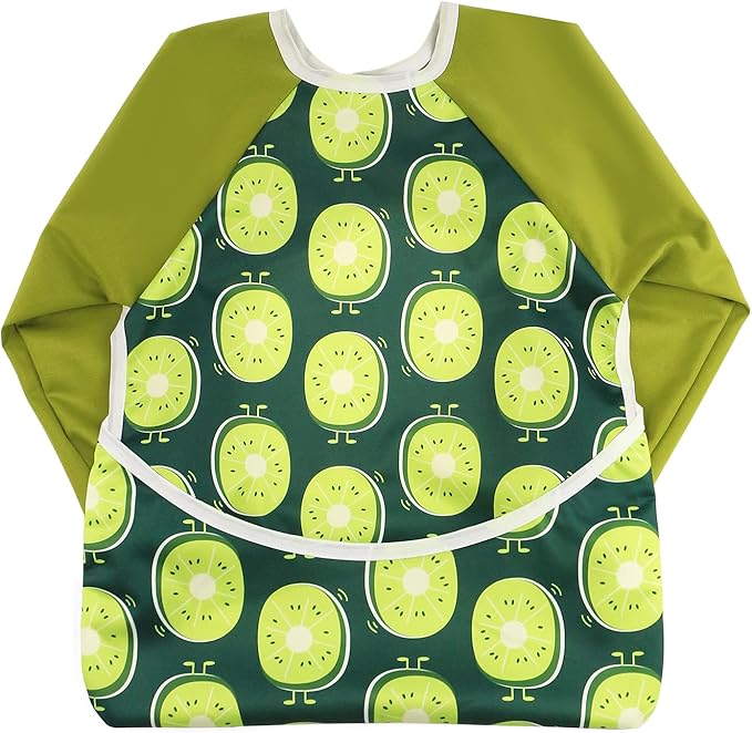 Hi Sprout Infant Toddler Baby Waterproof Sleeved Bib, Bib with Sleeves&Pocket, 6-24 Months