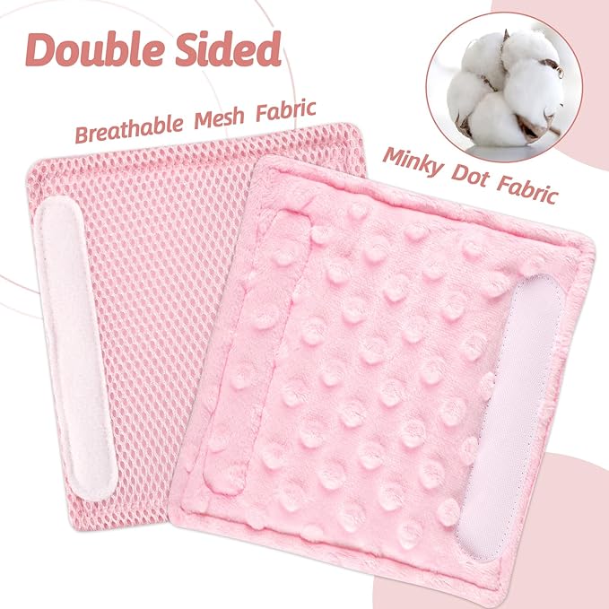 WINGHENLEE Baby Car Seat Strap Pads, Car Seat Strap Shoulder Covers for Baby Infant Toddler, Double-Sided Car Seat Belt Covers for Stroller/Pushchair/Baby Swing, Soft Flannel & Mesh, Pink