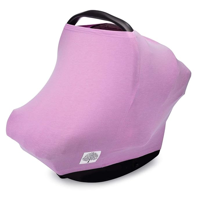 Parker Baby Co. 4 in 1 Car Seat Cover for Girls and Boys - Stretchy Carseat Canopy, Nursing Cover, Grocery Cart Cover, High Chair Cover - Lily