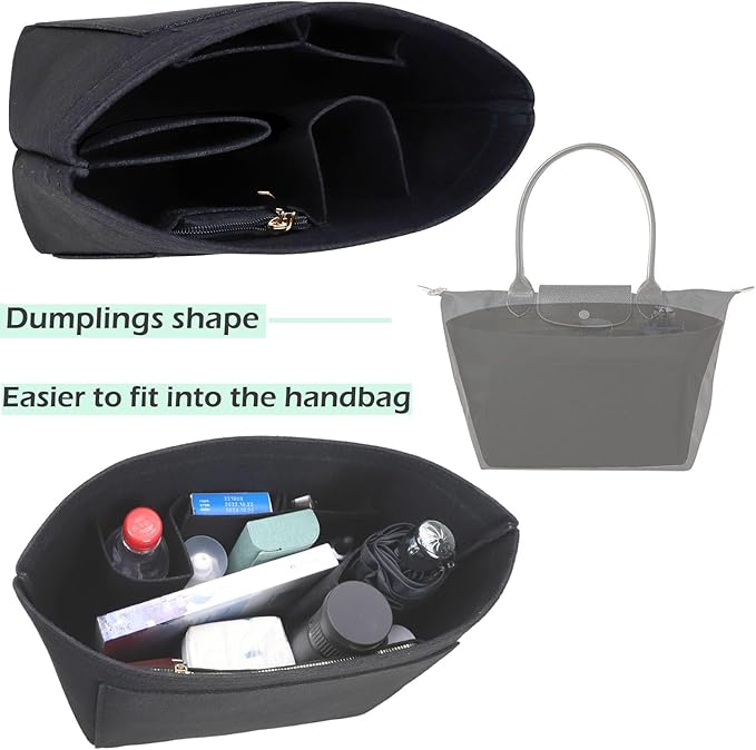 Lckaey Purse Organizer Insert for le pliage large bags for women(Large) Handbags Organizer1012black-L