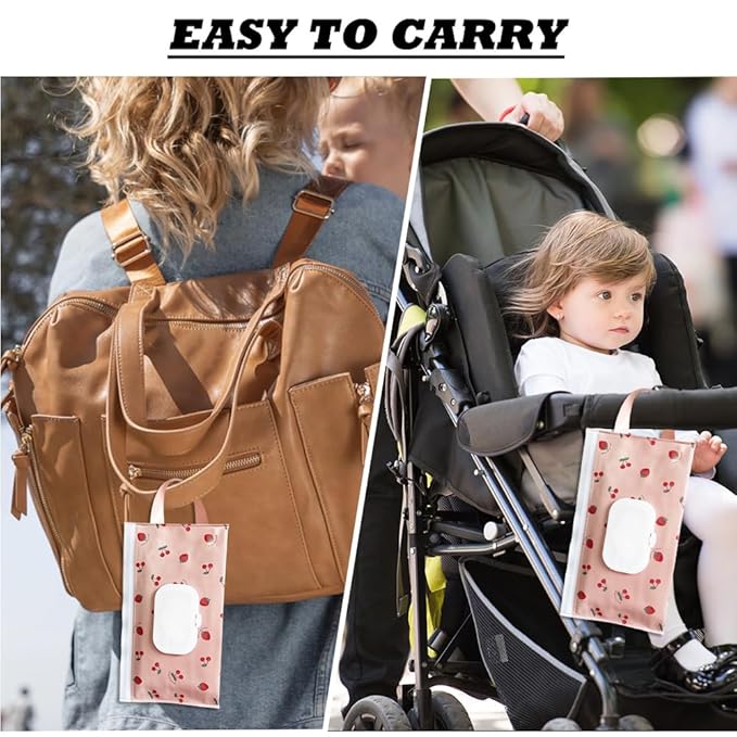 4 Pack Baby Wipes Dispenser [New Version-One Press Open],Portable Wipe Pouch,Refillable Wipe Holder, Baby Wipes Container Reusable Wet Wipes Bags Pouch for Travel (B)