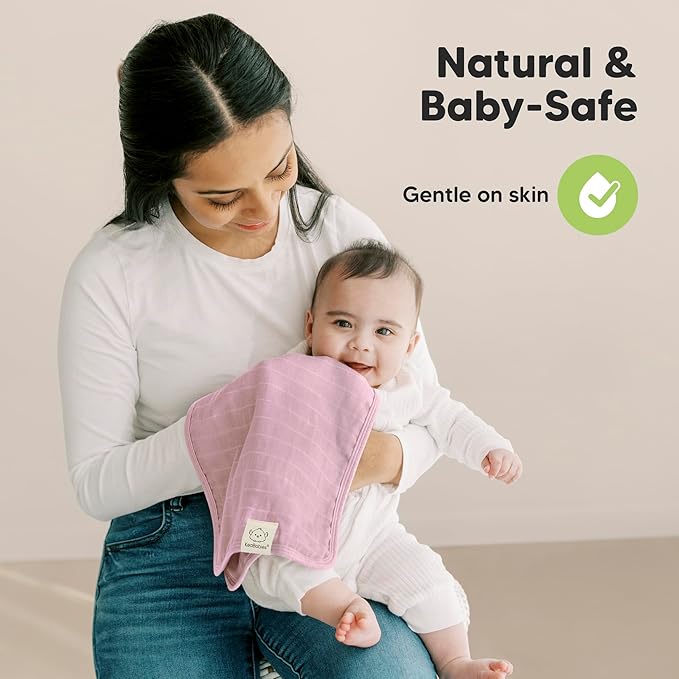 KeaBabies Cotton Muslin Burp Cloths Baby Boy, Girl - 5-Pack Soft & Absorbent Burping Cloth for Babies, Large Baby Towels & Washcloths for Newborn, Spit Up Rags, No Shrink, 20x10" (Lavender)