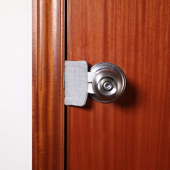 Door Silencer Door Jammer Durable Thick Burlap 1 Pack Door Closer Cushion Nursery Door Silencer Door Latch Cover for Noise Reducing Quiet Suitable for Most Doors3.25 x 5.5 Inch (Grey Burlap)