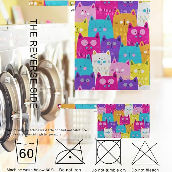 visesunny Colorful Cat 2Pcs Wet Bag with Zippered Pockets Washable Reusable Roomy for Travel,Beach,Pool,Daycare,Stroller,Diapers,Dirty Gym Clothes, Wet Swimsuits, Toiletries