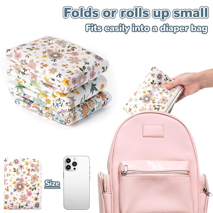 Coinarin Baby Diaper Changing Pad – 31.5" x 21.5" Extra Large Waterproof Absorbent Portable Changing Mat, Reusable Changing Pad Liner for Travel or at Home Use(Floral2)