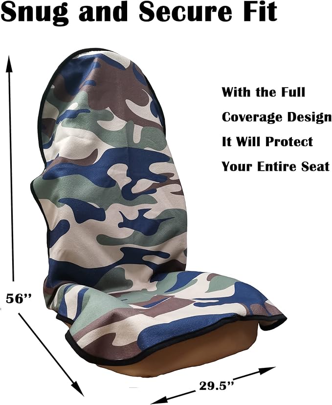 LoyaGour Car Seat Cover Protector Front Seats,for Gym Workout,Running,Swimming,Beach and Hiking,Waterproof Sweat Towel Bucket Seat Covers for Cars SUV Trucks (Camouflage, 2Pcs)
