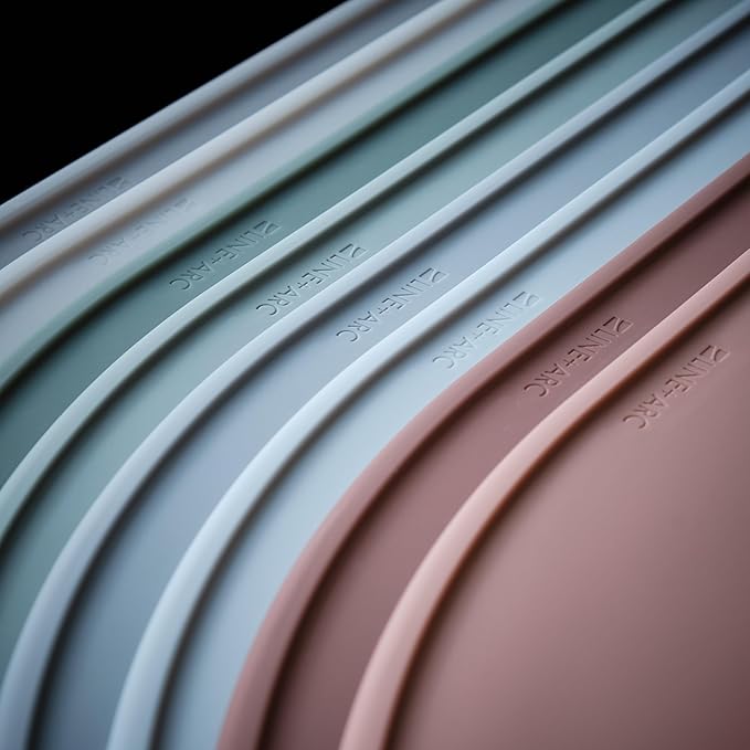 LINE+ARC Waterproof, Stain-Resistant, Heat-Safe Silicone Degrē Placemats (20.5x13, Set of 2 Sage) 3mm-High Rim Adults Babies Easy-to-Clean Washable Oval Modern Non-Slip Large Table Mats
