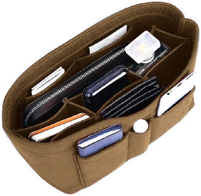 ZTUJO Purse Organizer Insert, Felt Bag Organizer For Handbag Purse Organizer,13 Colors, 6 Size (Small, Light Coffee)