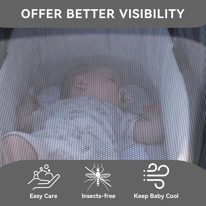 Baby Mosquito Net for Stroller, Perfect Bug Net for Strollers, Bassinets, Cradles, Playards, Pack N Plays and Portable Mini Crib, Baby Insect Netting Cover, Black