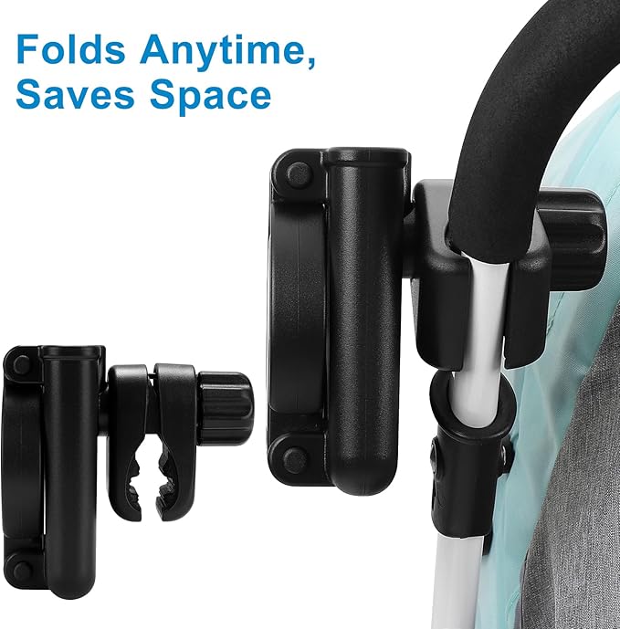 Accmor Stroller Cup Holder with Phone Holder, Foldable Universal Cup Holder, 360 ° Rotatable Bottle Holder for Stroller, Bike, Wheelchair, Walker, Scooter