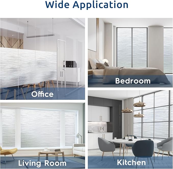 rabbitgoo Window Privacy Film Frosted Glass Film Removable Vinyl Door Coverings UV Blocking Decorative Static Cling Non-Adhesive Window Clings Sticker for Home Decor, 23.6 x 118.1 Inches