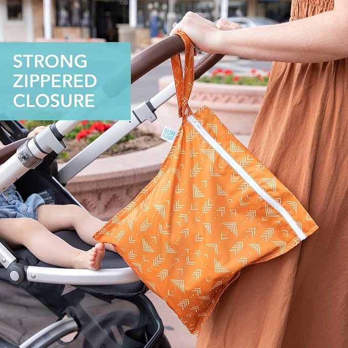 Bumkins - Waterproof Wet Bag - For Baby, Travel, Swim Suit, Cloth Diapers, Pump Parts, Pool, Gym, Toiletry, Strap to Stroller - Reusable & Easy to Clean - 2pk - Desert Boho