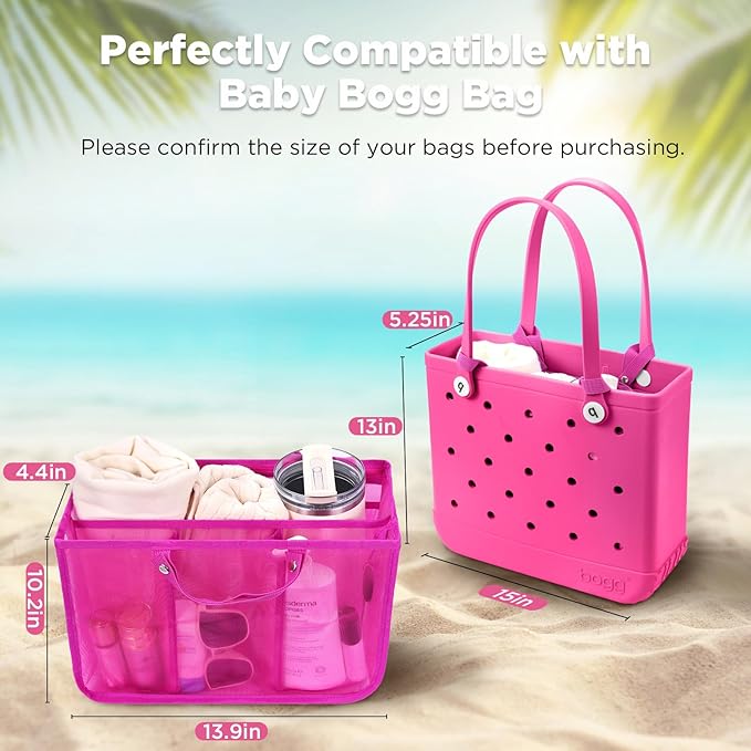 OUTXE Beach Bag Organizer Compatible with Baby Bogg Bag Accessories Inserts, Lightweight Mesh Insert Divider Pouch for Small Bogg Bags, Beach Tote Bags Insert for Organizing