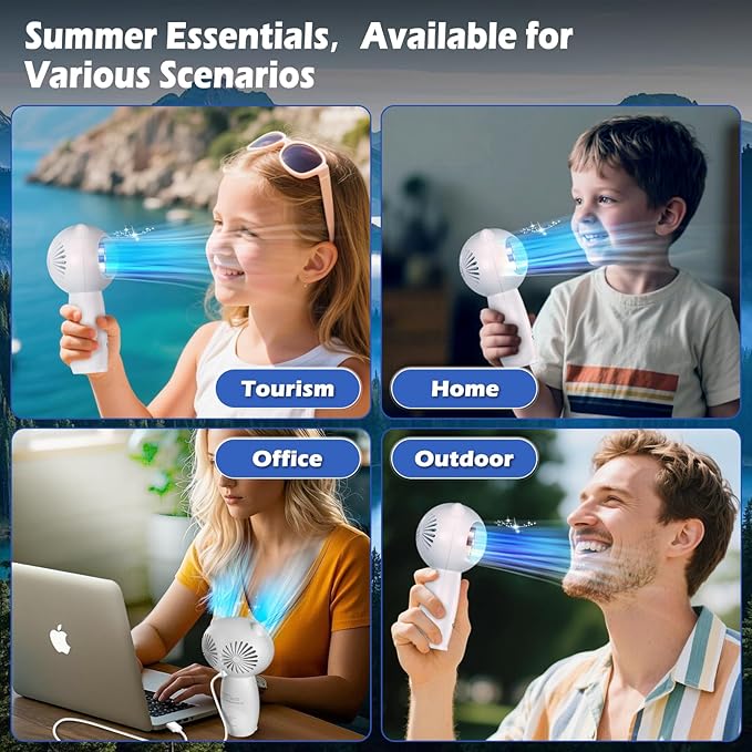 Portable Aroma Handheld Fan - Rechargeable 6000mAh Battery USB-C Owl Shaped with Clip Mini Personal Turbo Travel Essentials (White)