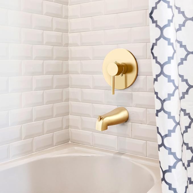 Design House 583880 Slip-On Pull-Up Wall Mount Tub Diverter Spout, Satin Gold