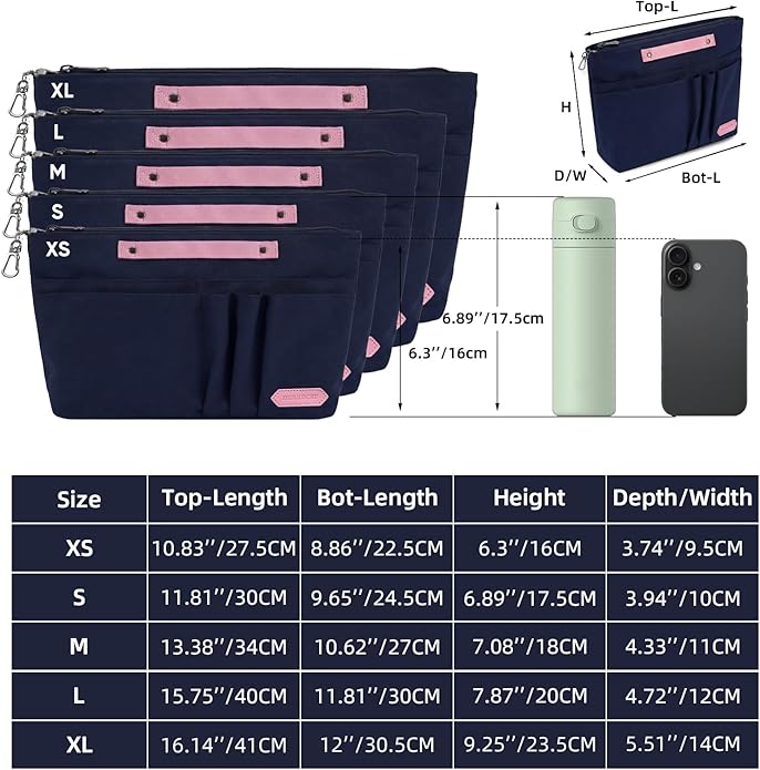 VANCORE Purse Organizer Insert for Handbags,Tote Bag Organizer Insert with Zipper Bag,Premium Handbag Organizer Inside Liner for Women