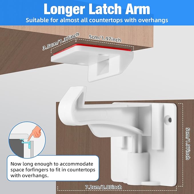 TOWODE Cabinet Locks Baby Proofing Cabinets Locks Child Safety Baby Proof Drawer Locks No Drilling or Extra Screws Works with Most Cabinets, Drawers and Countertop Overhangs(10 Pack)