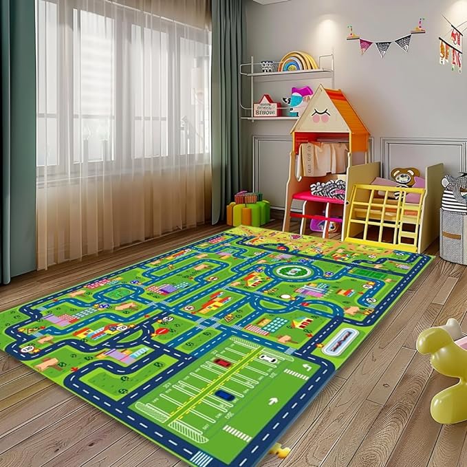 Car Rugs for Kids Toy Cars,Kids Play Rug, Children's City Road Map Mat for Playroom Classroom (78.7X59 Inch)
