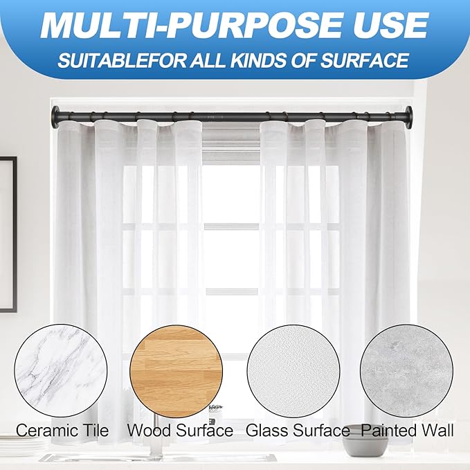 CorkLatta 2 Pack Black Shower Curtain Rod 31 to 43 Inch,1 Inch Diameter Adjustable Spring Tension Stainless Steel Telescoping Rod,Easy Install,No Rust