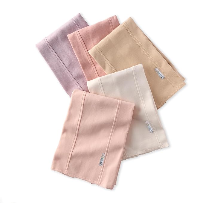 Butterblu Bailey 5-Pack Burp Cloths 100% Organic Cotton Knit for Newborn & Baby Boys & Girls, Sorbet, One Size