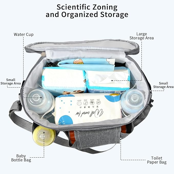Smlper Stroller Organizer with Cup Holders, Adjustable Universal Organizer Caddy Bag - Phone Pocket & Detachable Strap for Baby Stroller and Pet Stroller (Grey)